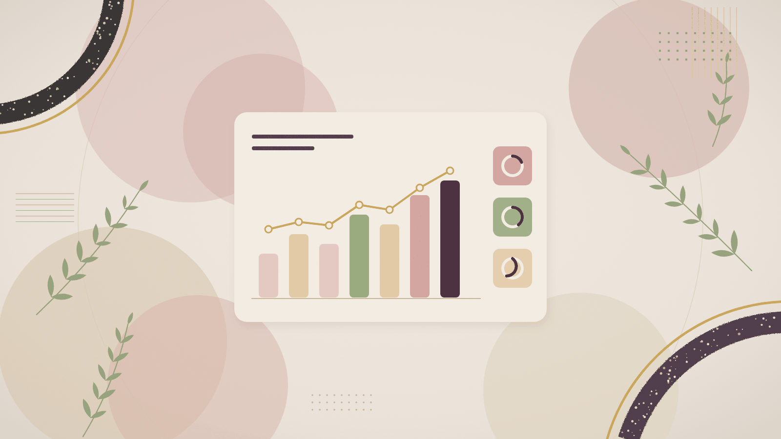 Abstract illustration of a simple dashboard with a short bar chart and a rising line