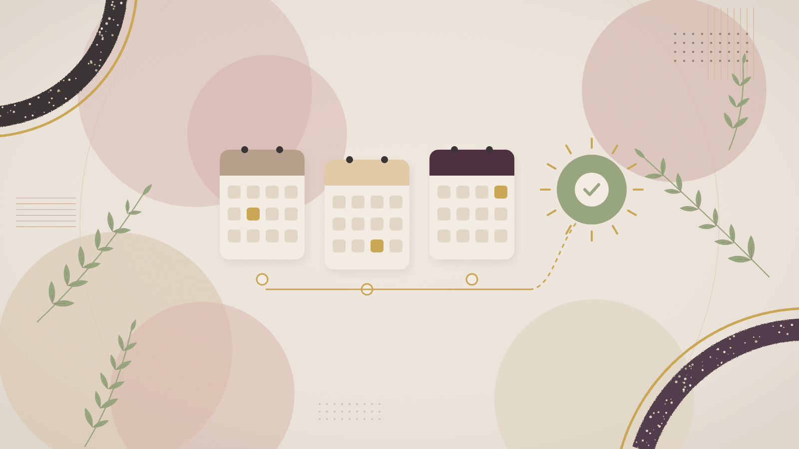 Abstract illustration of a calendar for October through December with a path leading into the new year