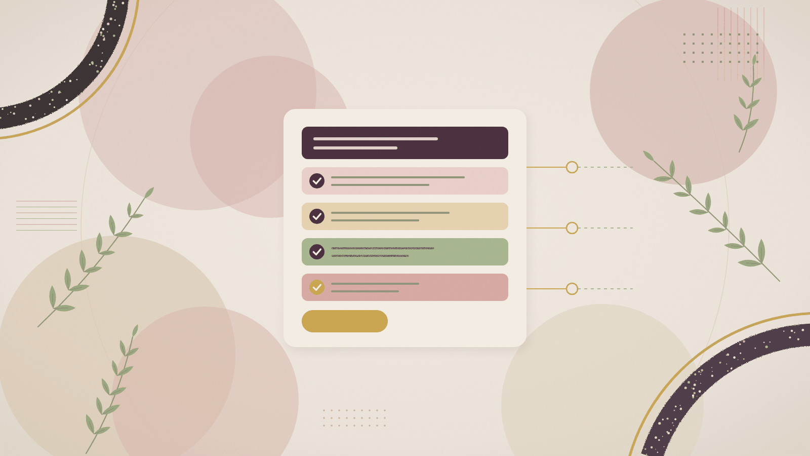 Abstract illustration of a service page layout with checkmarks beside each section