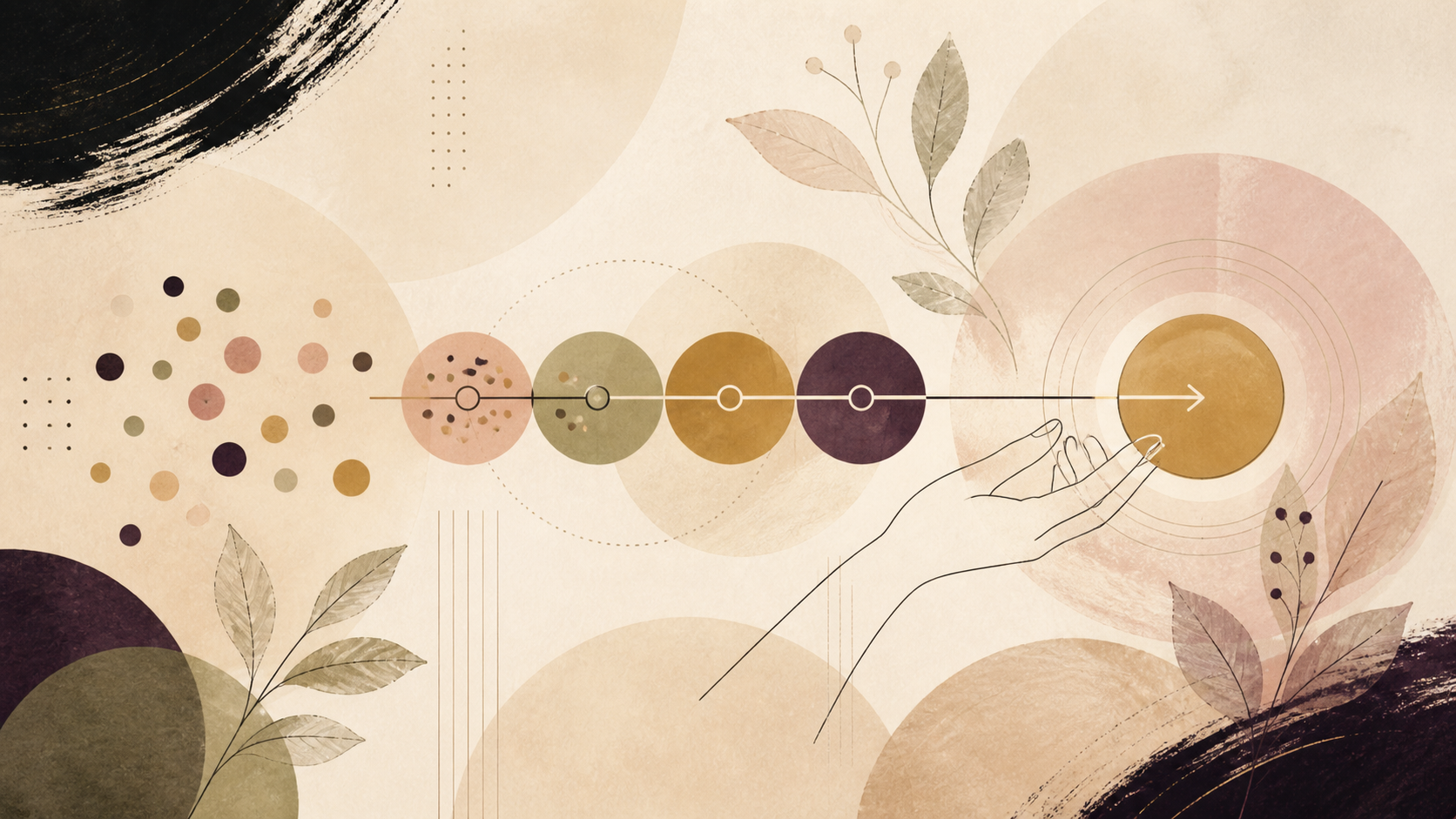 Abstract illustrated marketing funnel moving from scattered prospects toward one clear action